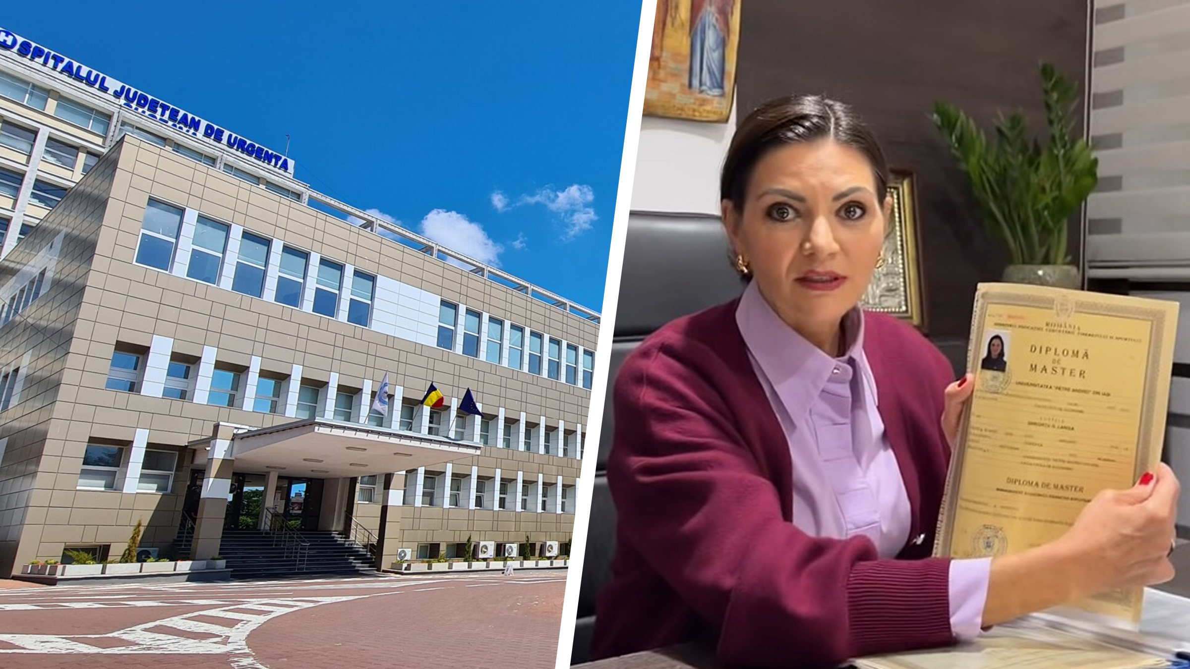 Scandal la Spitalul Județean Suceava. Directoarea interimară denunță un atac politic în care a fost acuzată că nu are studii și își publică diploma. De la ce a pornit conflictul
